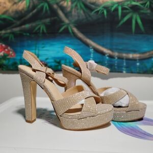 Sparkling Champagne Platform High Heel Sandals for Women